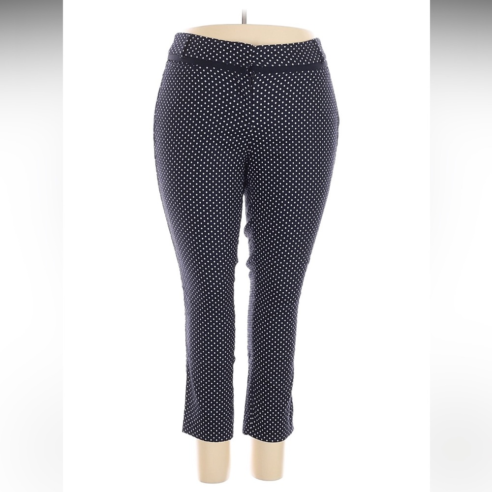 Signature Fit Ankle Allie Pant, Navy w/White Polka Dots, NWOT